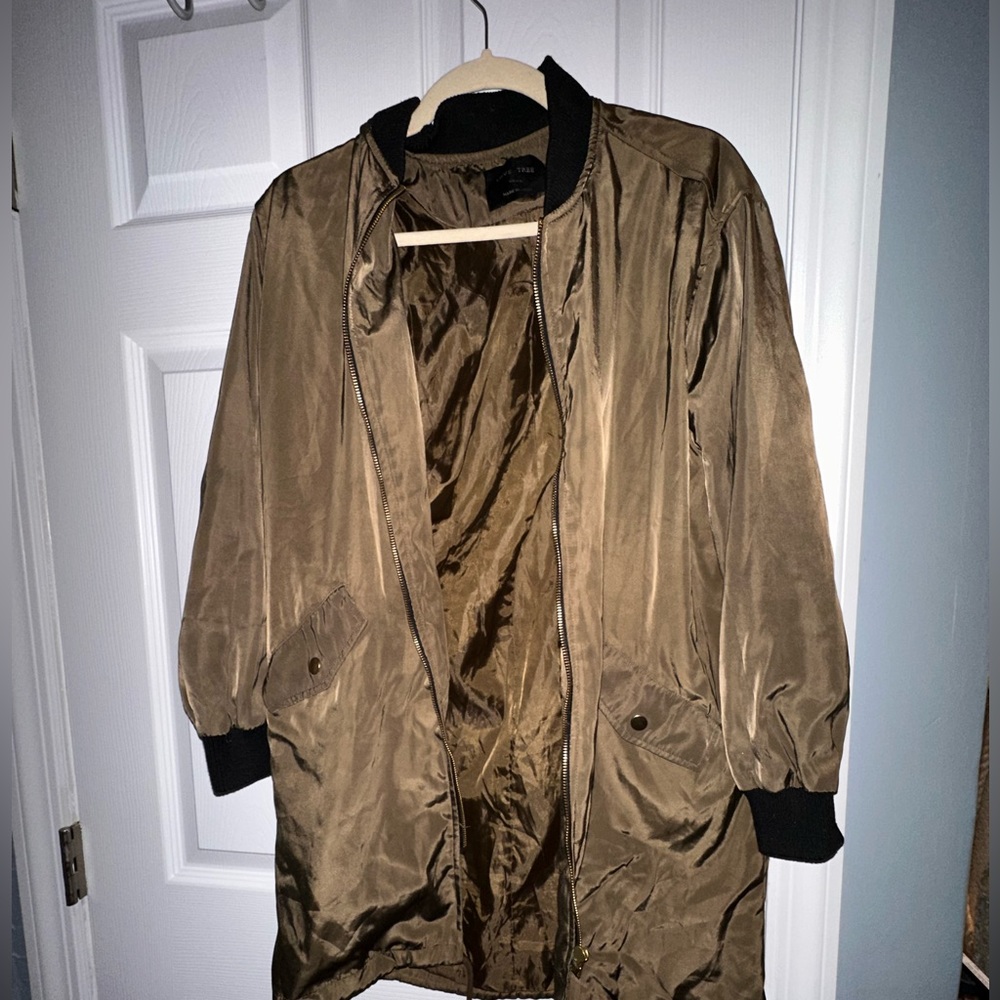 Green and black satin bomber. Size small.